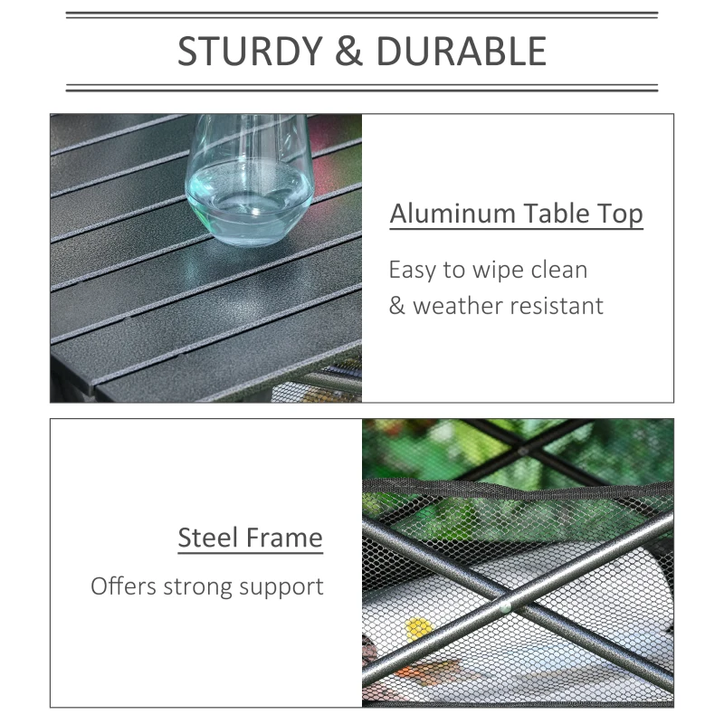 Outsunny Folding Camping Table with Mesh Storage Bag, Lightweight Aluminum Picnic Desk, Roll Up Tabletop with Carring Bag