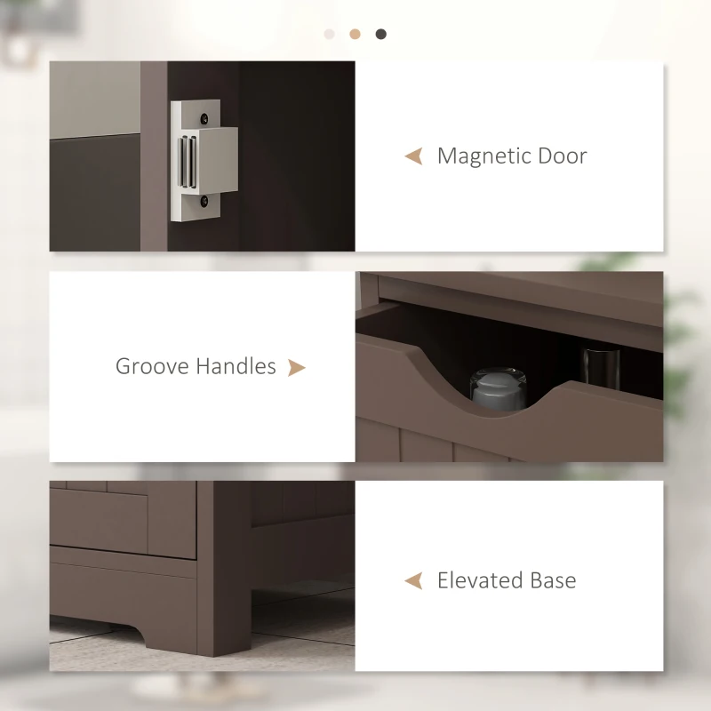 kleankin Bathroom Storage Cabinet, Floor Cabinet with Adjustable Shelf and 4 Drawers, Side Cabinet for Washroom, Brown