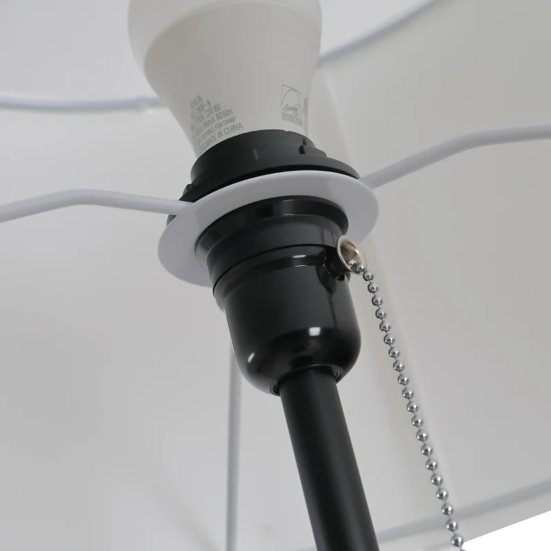 HOMCOM 59.75" Tripod Floor Lamp with Pull Chain Standing, Fabric Lampshade E26 Lamp Holder Steel for Living Room, Bedroom, Office, Black