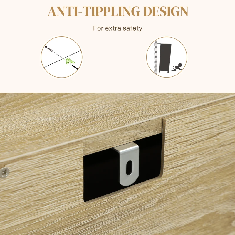 HOMCOM Boho Kitchen Sideboard Buffet Cabinet with Hinge Doors, Drawers and Adjustable Shelf for Living Room, Natural Wood