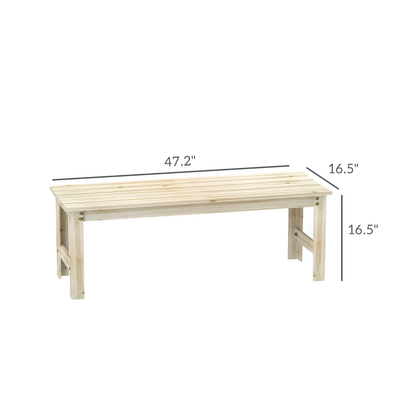 Outsunny 2-Seat Wood Garden Bench, Patio Bench Outdoor Bench with Slatted Seat, Backless Front Porch Bench for Park, Garden, Poolside, Deck, Nature Wood