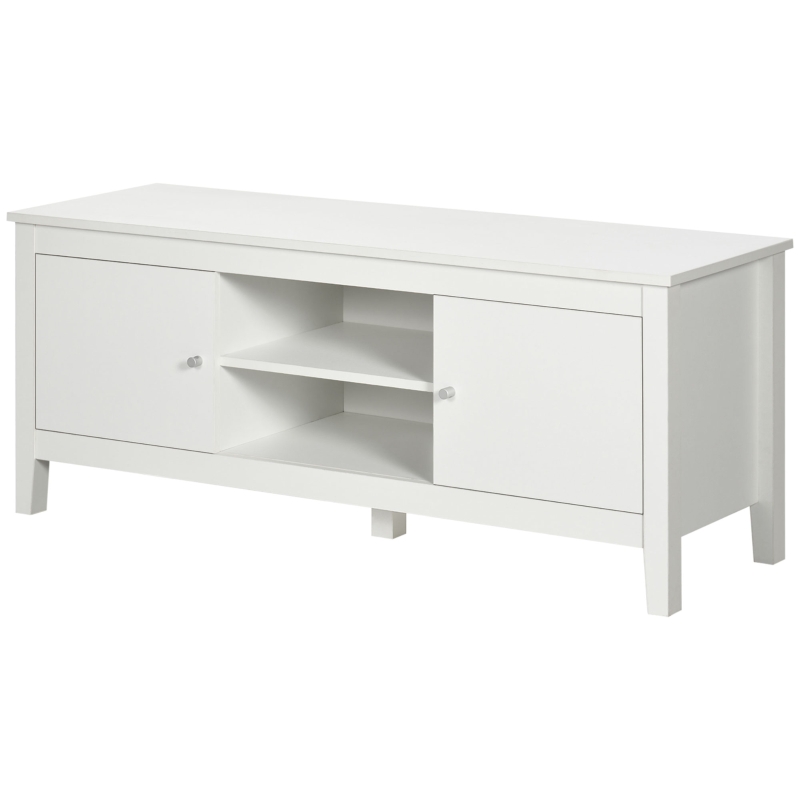 HOMCOM Modern TV Stand for TVs up to 55", TV Bench with Storage Cupboards and Shelves, 47.2" x 16.7" x 19.7", White
