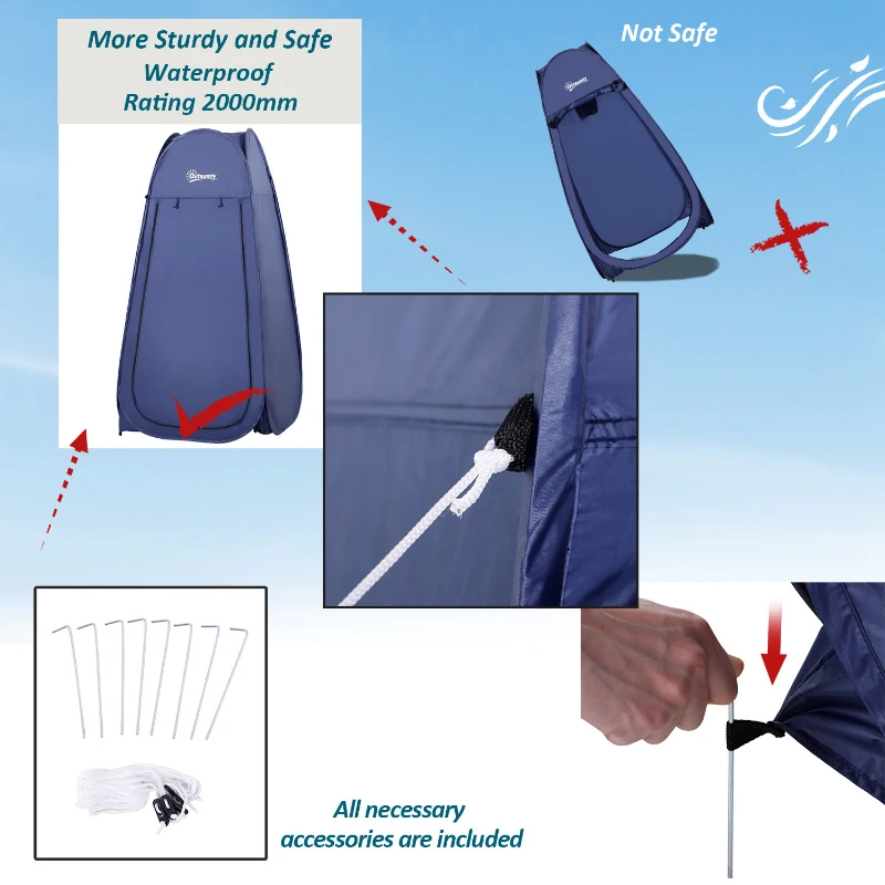 Navy Blue Popup Shower Tent - Portable Changing Room