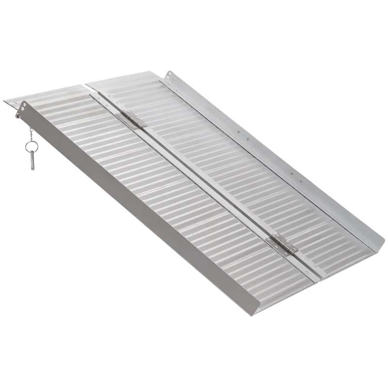 HOMCOM 3ft Textured Aluminum Folding Wheelchair Ramp, Portable Threshold Ramp, for Scooter Steps Home Stairs Doorways