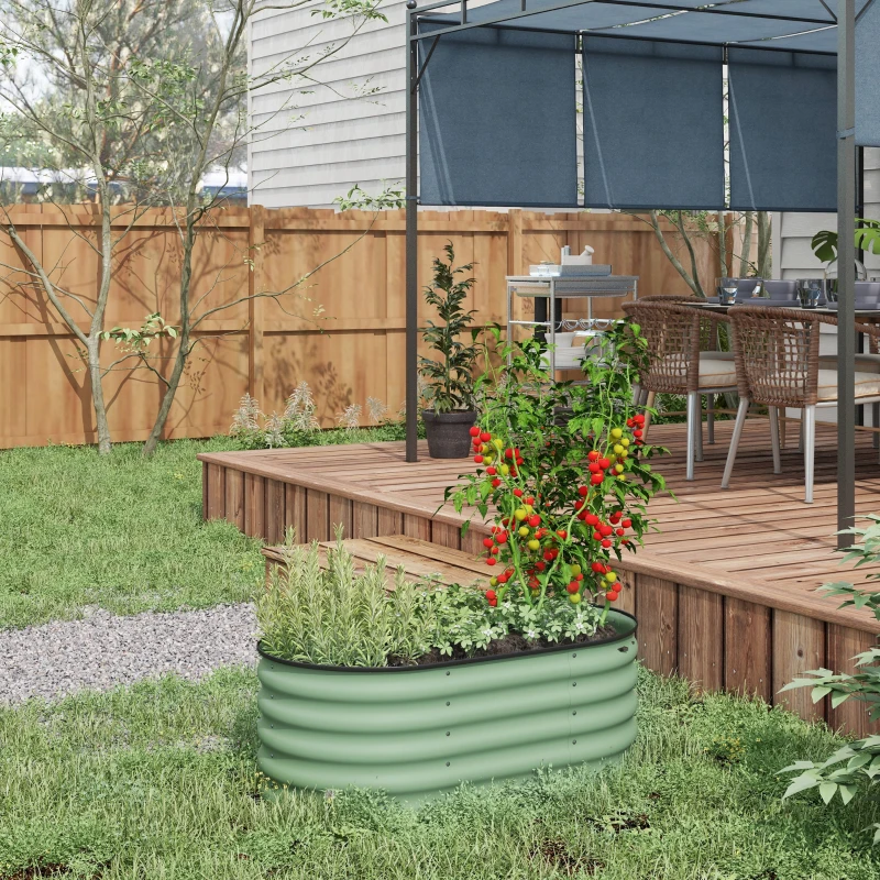 Outsunny 3.4' x 2' x 1.4' Galvanized Raised Garden Bed Kit, Metal Planter Box with Safety Edging, Green