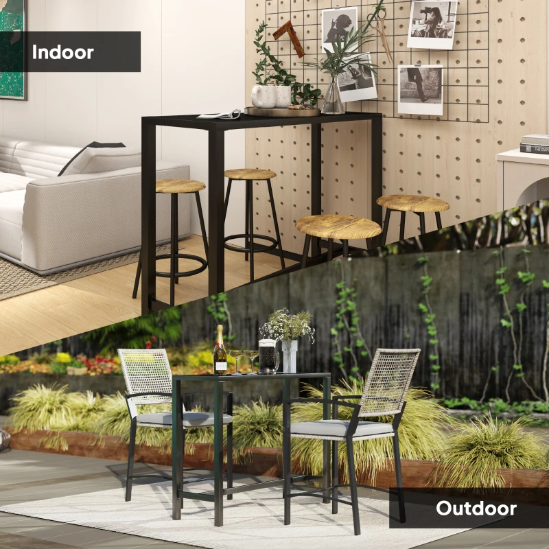 Outsunny Bar Height Outdoor Table, 48" Metal Patio Bar Table with Slatted Top for Hot Tub, Backyard, Poolside, Black