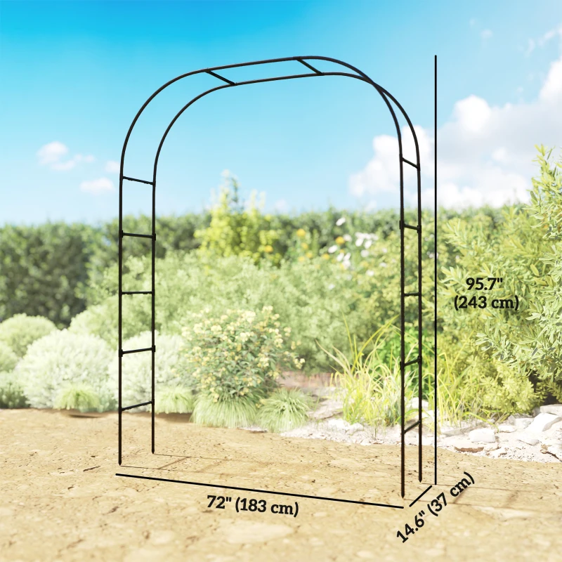 Outsunny 8FT Metal Garden Arch Trellis for Climbing Plants, Ceremony, Wedding Decoration, Black