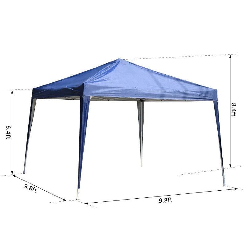Outsunny 10' x 10' Easy Pop Up Canopy Gazebo Party Tent Shelter - Blue