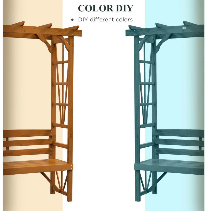 Outsunny Patio Wooden Bench, Outdoor Bench for Vines/Climbing Plants, Brown