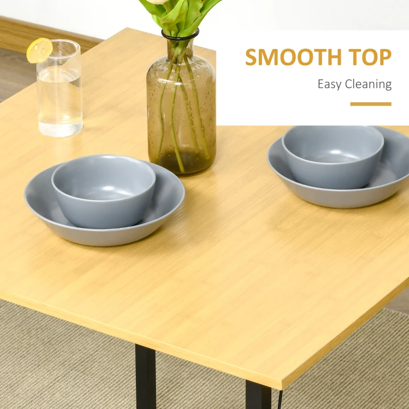 HOMCOM Industrial 3-Piece Dining Table Set, Square Kitchen Table with 2 Chairs for Dorms, Apartments, Studios, Bamboo