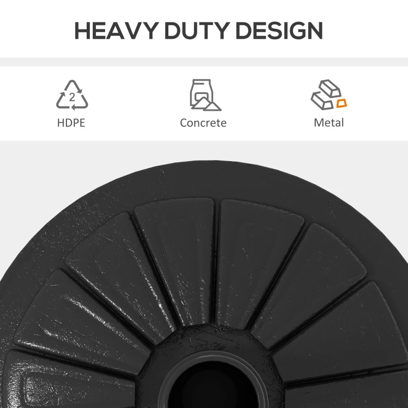Outsunny Umbrella Base, Heavy Duty Concrete Base Holder with Steel Pole, Round Parasol Stand for Patio, Outdoor, Backyard, Black
