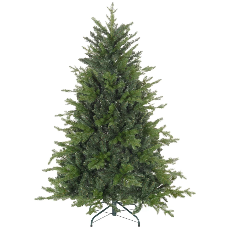 HOMCOM 5 Ft Artificial Christmas Tree with Foldable Metal Stand, Easy Assembly, Hinged Xmas Tree for Home Office Holiday