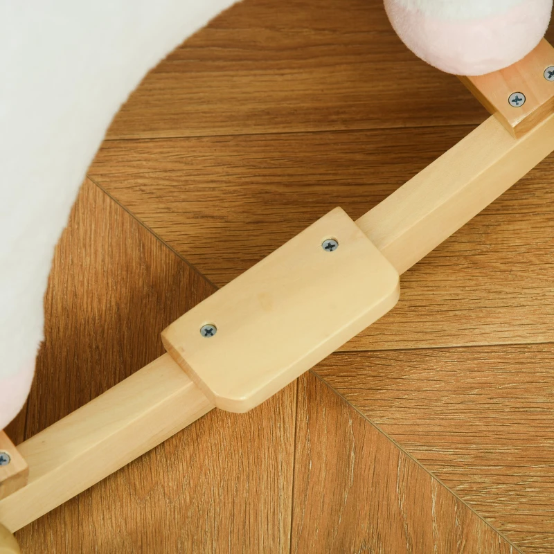 Qaba 2 in 1 Kids Rocking Horse, Rolling Unicorn with Sound, Wooden Base, Pedal, Grip Handle, for 3-6 Years Old, White