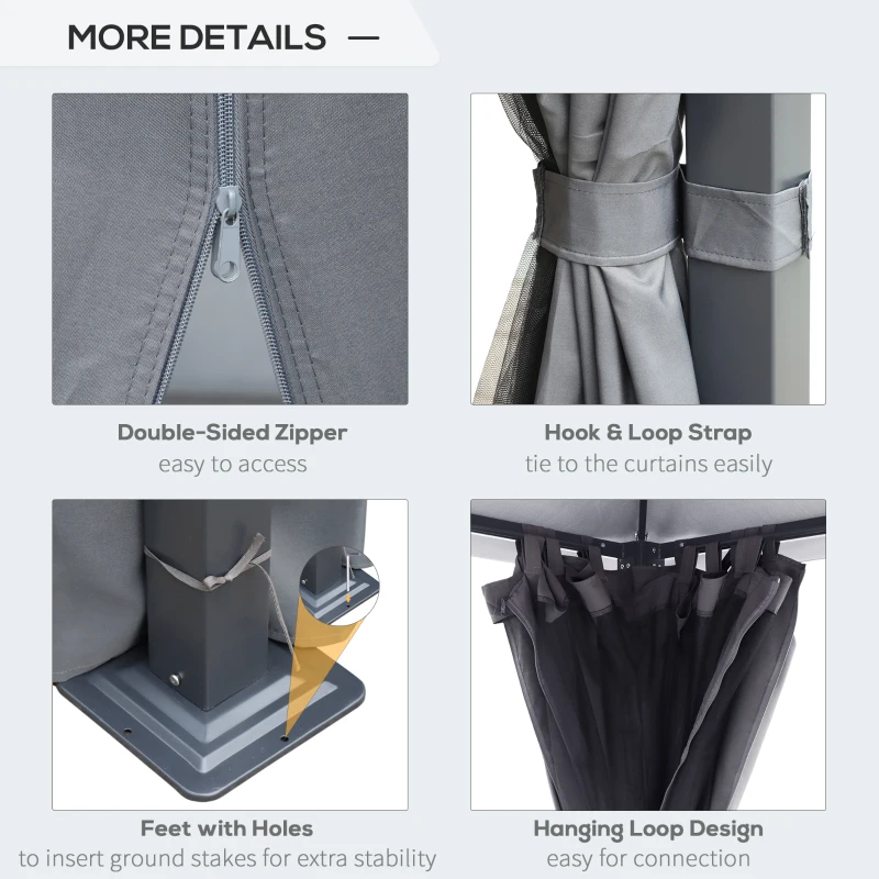 Outsunny 10' x 10' Patio Gazebo, Outdoor Gazebo Canopy Shelter with Netting & Curtains, Vented Roof, for Garden, Lawn, Backyard and Deck, Black