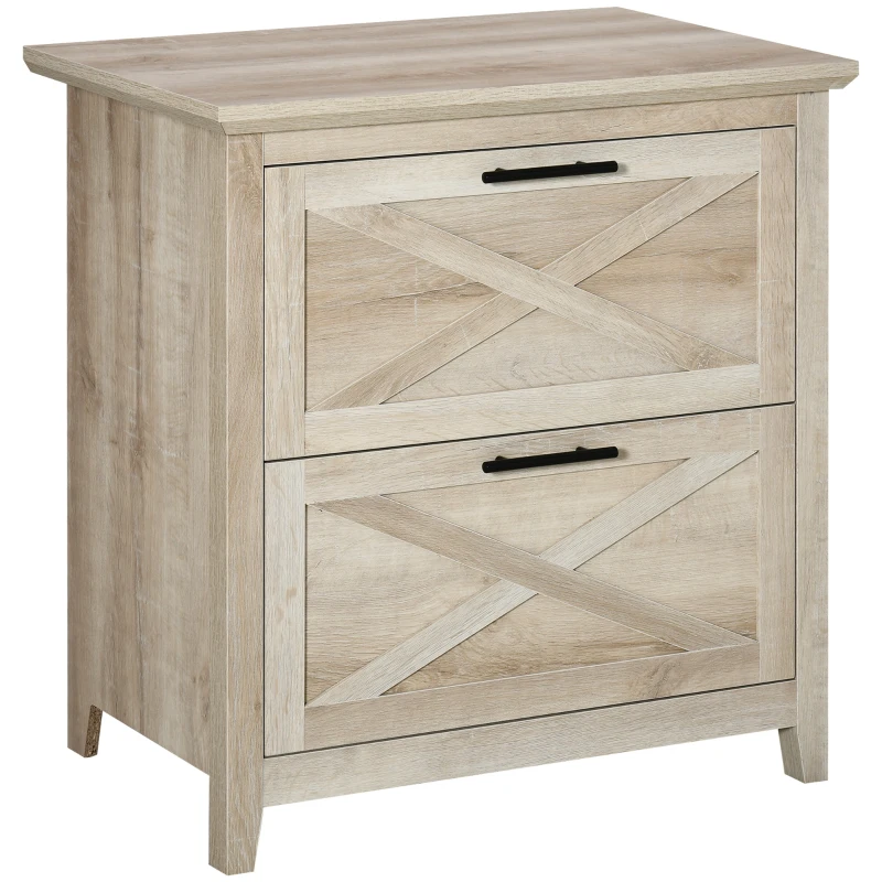 HOMCOM Retro Filing Cabinet with 2 Drawers, File Cabinet with Hanging Bars for Letter and Legal Size Document, Oak