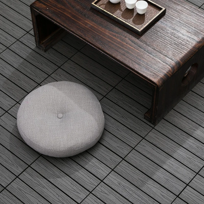 Outsunny Interlocking Deck Tiles, Pack of 11 Outdoor Flooring Patio Tiles, 12" x 12", All Weather for Porch, Balcony, Backyard for a New Classic Look, Grey