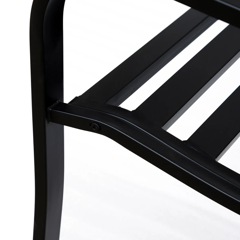 Outsunny Garden Bench Outdoor Loveseat with Vintage Floral Pattern Cast Metal, 50" x 23.6" x 35", Black