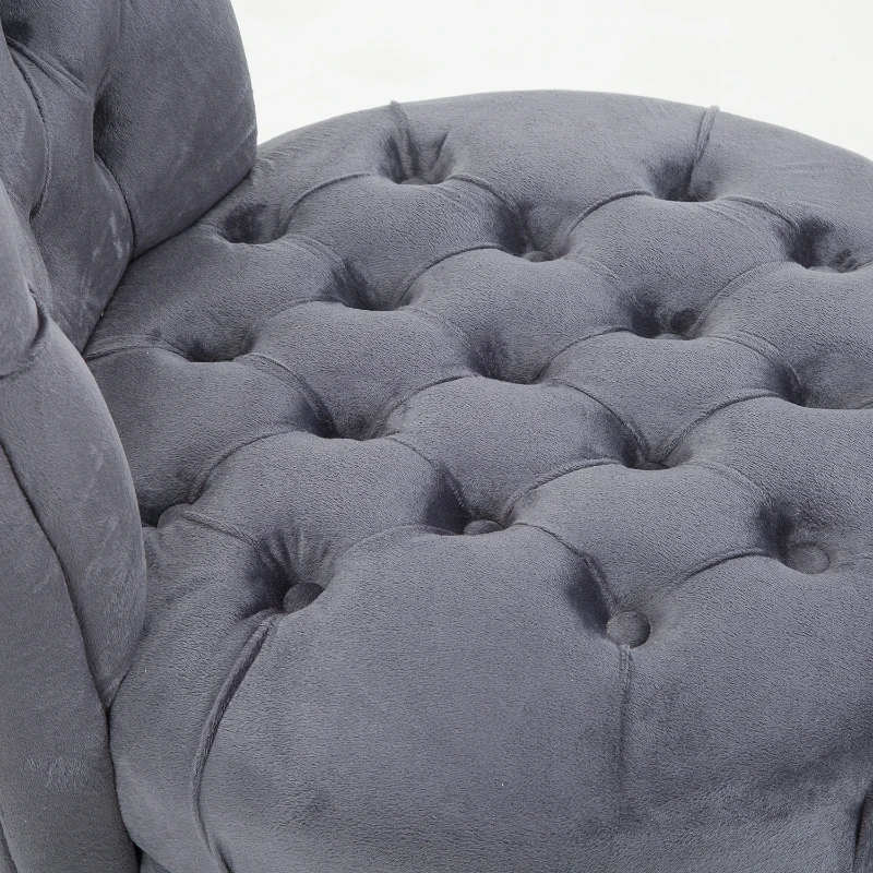 HOMCOM Retro High Back Armless Royal Accent Chair Fabric Upholstered Tufted Seat for Living Room, Dining Room and Bedroom, Grey