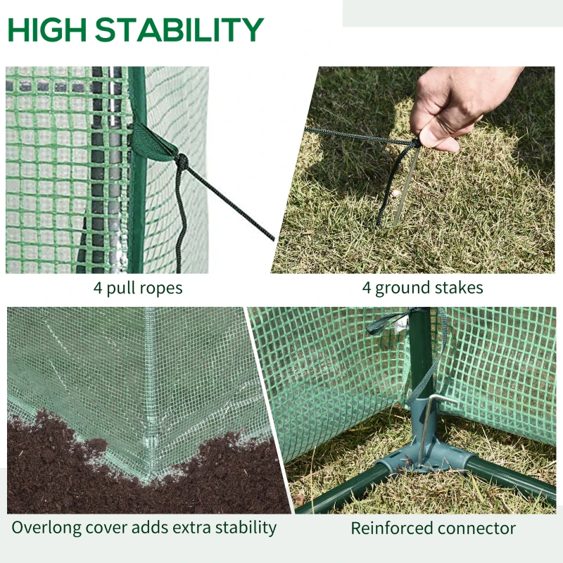 Outsunny 39" x 20" x 59" Outdoor Tomato Greenhouse with Zipper Roll-up Door, Mini Plant Growhouse Hot House with Steel Frame, PE Cover