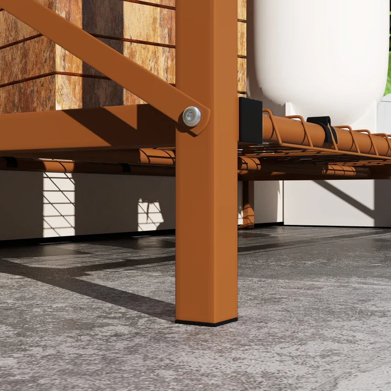 Outsunny Raised Garden Bed with Legs and Cover, Metal Elevated Planter Box with Bottom Shelf and Liner for Vegetables, Brown