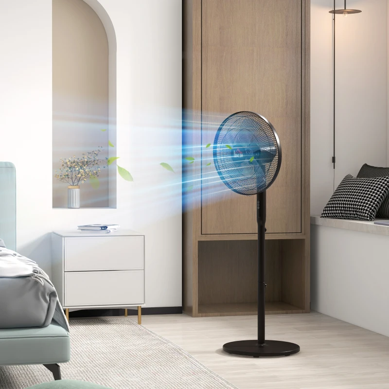 HOMCOM Tower Fan and 16" Pedestal Fan Set, with Remote Control, Height Adjustable, Tilted Head, Timer, Oscillating Standing Fan, Stand Floor Fans for Bedroom, Black