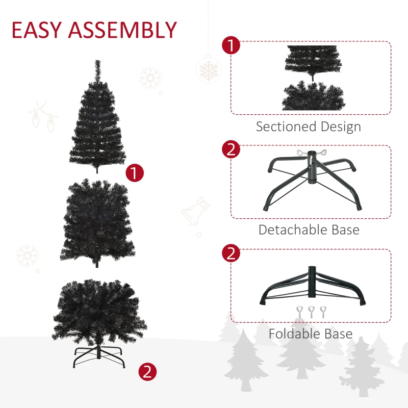 HOMCOM 7 FT Artificial Christmas Tree Pencil Xmas Tree with Stand, 818 Tips, Holiday Home Indoor Decoration for Party, Black
