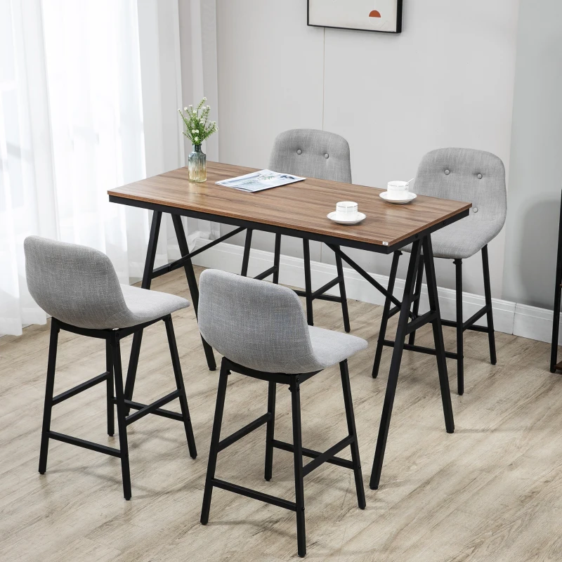 HOMCOM Industrial Bar Table with Steel Frame, Counter Height Table Pub Table for Kitchen Dining Room Cafe, Brown/Black