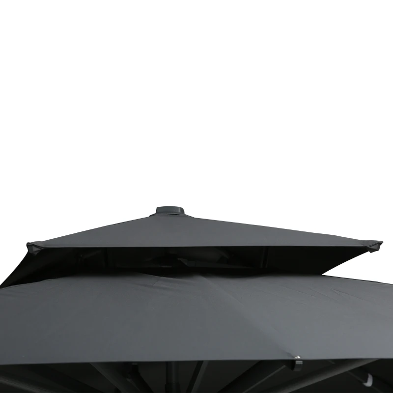 Outsunny 10ft Offset Patio Umbrella, Hanging Cantilever Umbrella, Square Shape, Aluminum Cross Base, Tilt, 360-Degree Rotation, Gray