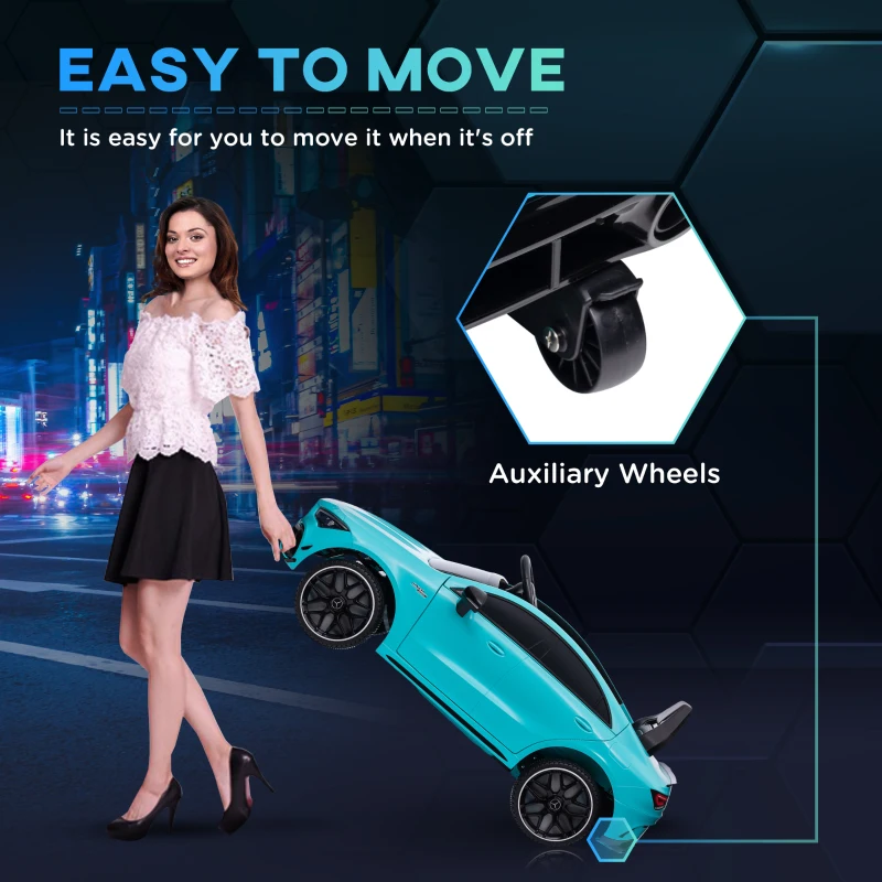 Qaba Mercedes-Benz AMG Licensed 12V Ride on Car, Kids Electric Car with Remote Control, Spring Suspension, Light Blue