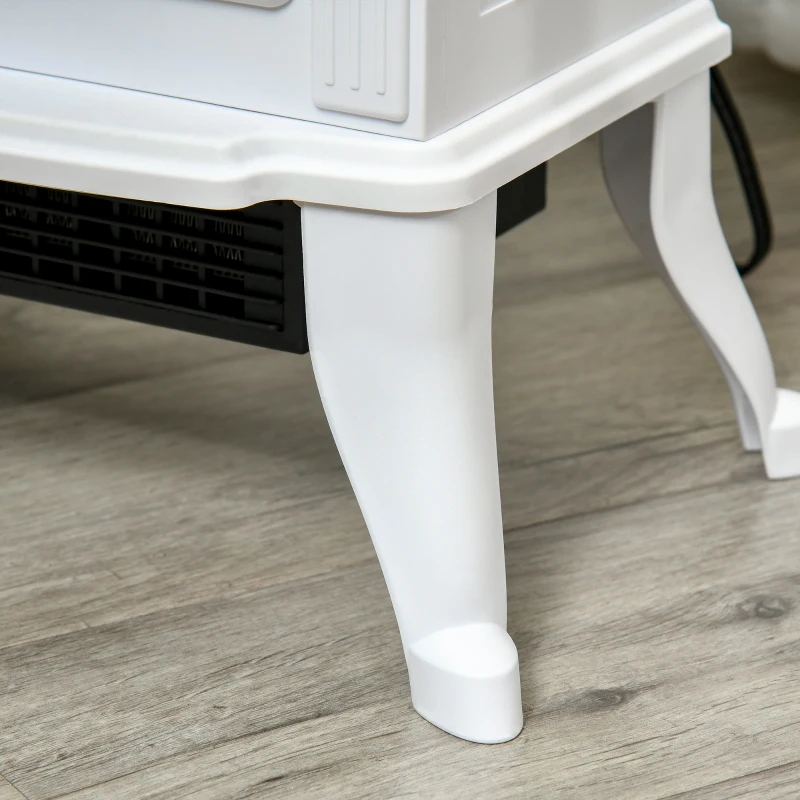 HOMCOM Electric Fireplace Heater, Freestanding Fireplace Stove with Realistic Logs and Flame Effect, 750W/1500W, White