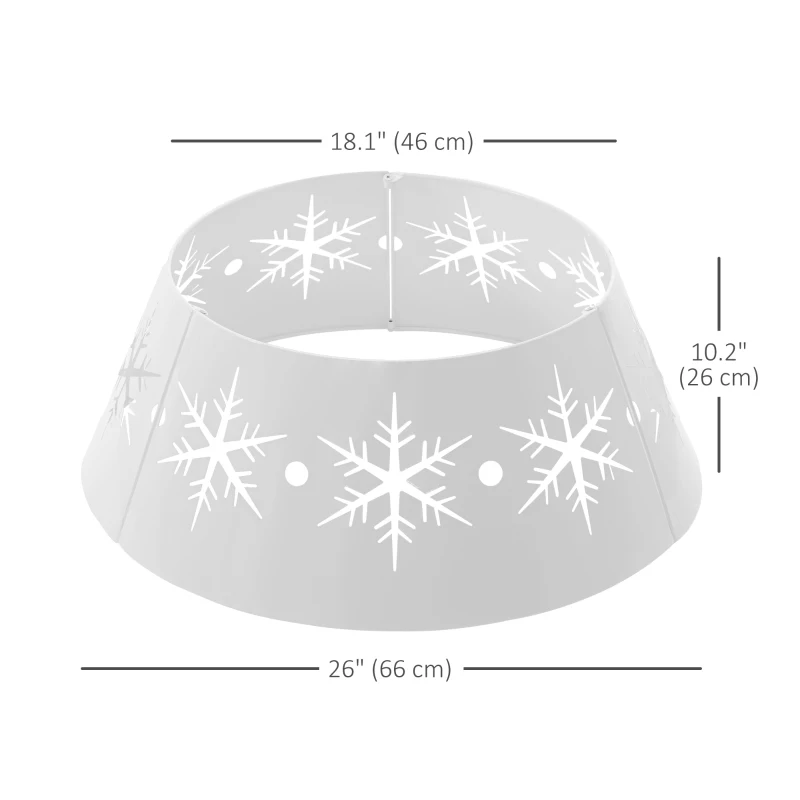 HOMCOM 26" Christmas Tree Base Cover, Christmas Tree Collar with Hollow Snowflake Patterns for Home Decoration, White