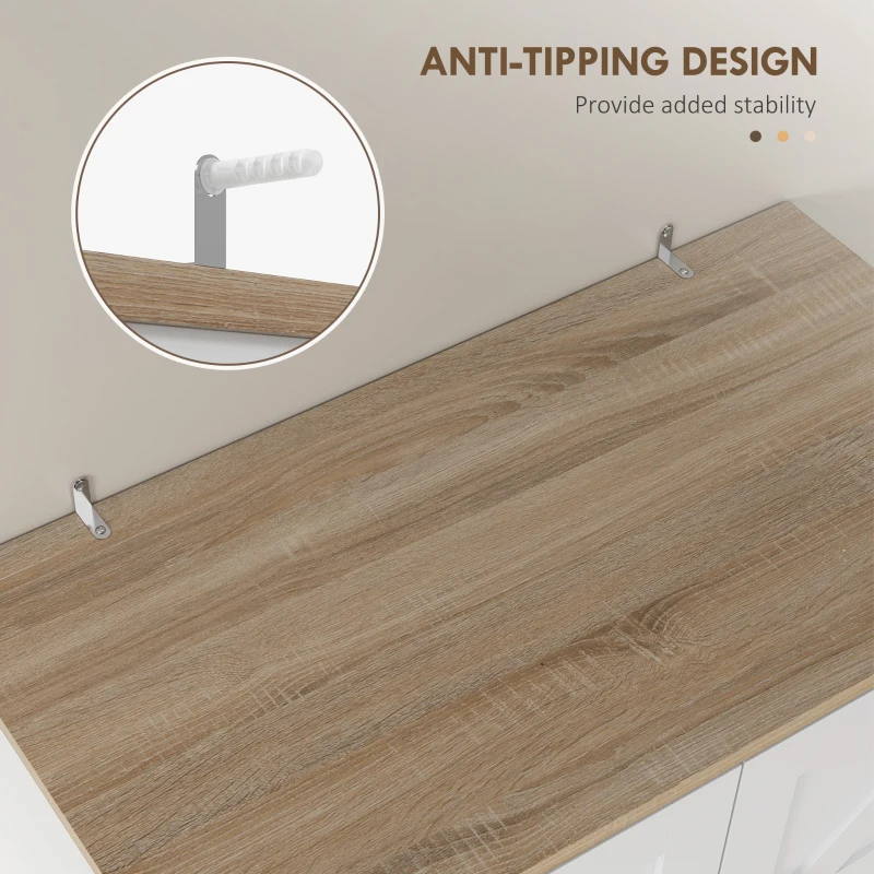 HOMCOM Farmhouse Kitchen Pantry, 68" Freestanding Hutch Storage Cabinet with Microwave Oven Countertop, White