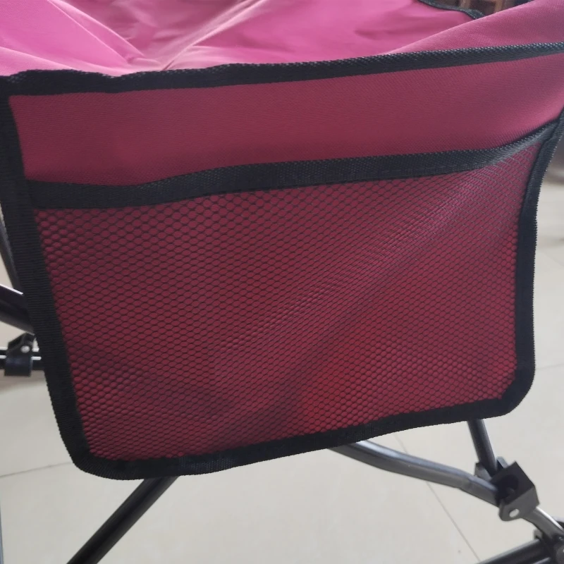 Outsunny Outdoor Rocking Chair Folding Camping Chair Portable Rocker with Armrests, Side Cup Holders, & Carry Bag, Red