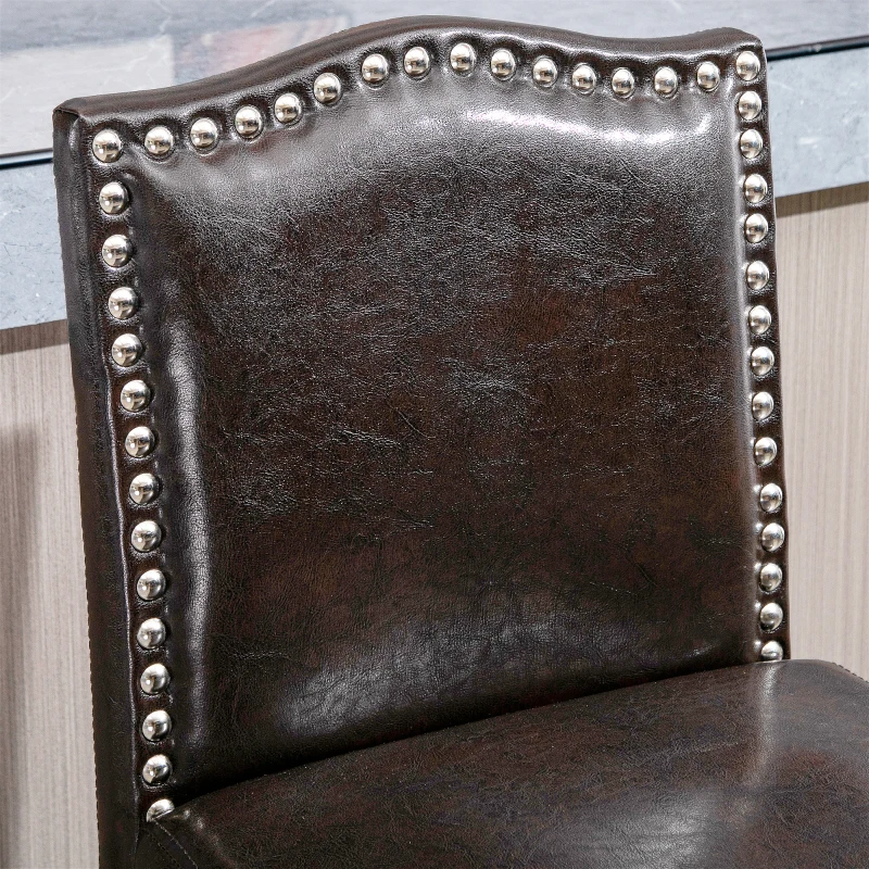 HOMCOM 2 Pieces Retro Style Bar Stools Tall Chair with Back  Footrest for Home Pub