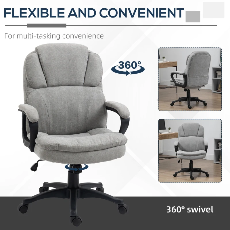 Vinsetto Massage Office Chair with 2 Vibration Motor Points, USB Power, Height Adjustable Executive Computer Chair, Comfy Desk Chair, Gray