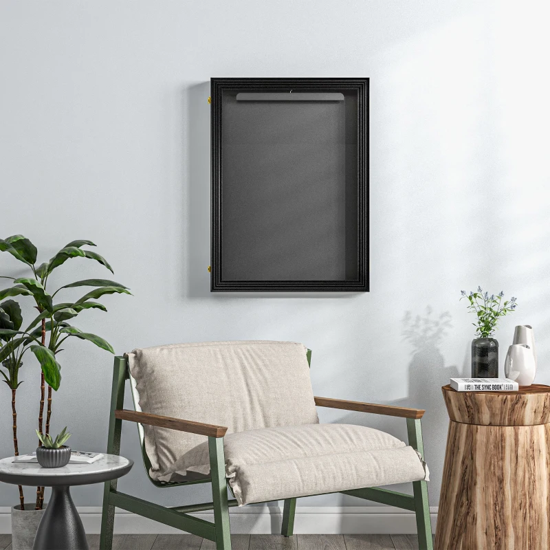 HOMCOM 24" x 32" Hockey Jersey Frame, Jersey Shadow Box for Basketball, Football, Baseball, Black