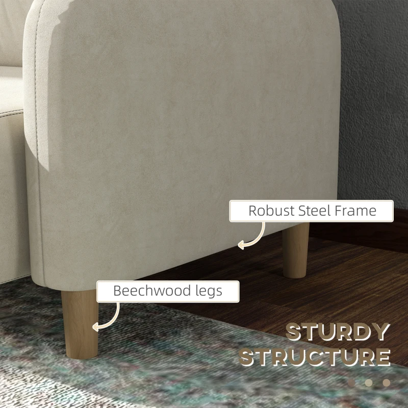 HOMCOM 58" 2 Seat Sofa, Modern Love Seats Furniture, Upholstered 2 Seater Couch, Solid Wood Frame, Beige