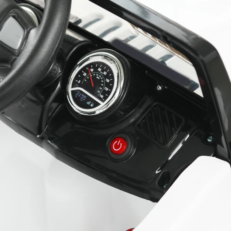 Aosom 12V Kids Battery Powered Off Road Truck with Remote Control Speeds Lights MP3 LCD Power Indicator Adjustable Speed White