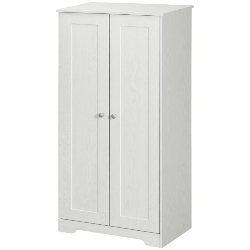 HOMCOM Kitchen Storage Cabinet, Freestanding Pantry Cabinet with 2 Doors and Adjustable Shelves, Distressed White