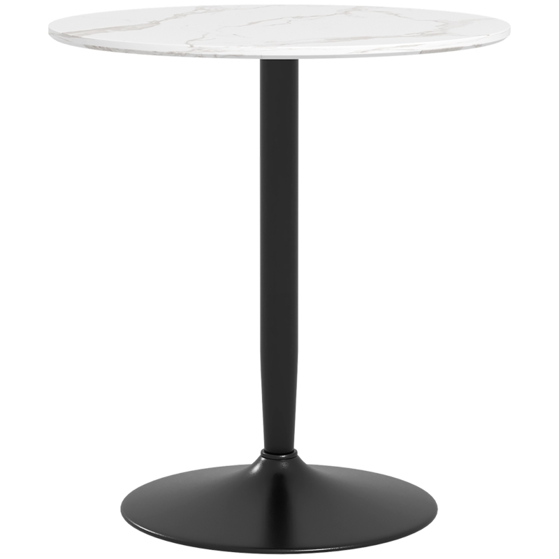 HOMCOM Modern Kitchen Table for 2 People, Round Dining Table with Steel Base for Living Room, Dining Room, White Marble