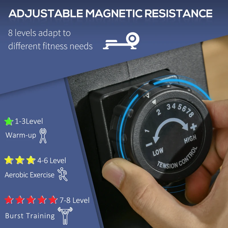 Soozier Magnetic Rowing Machine, Foldable Rower with 8 Level Resistance, Digital Monitor & Transport Wheels for Home Gym