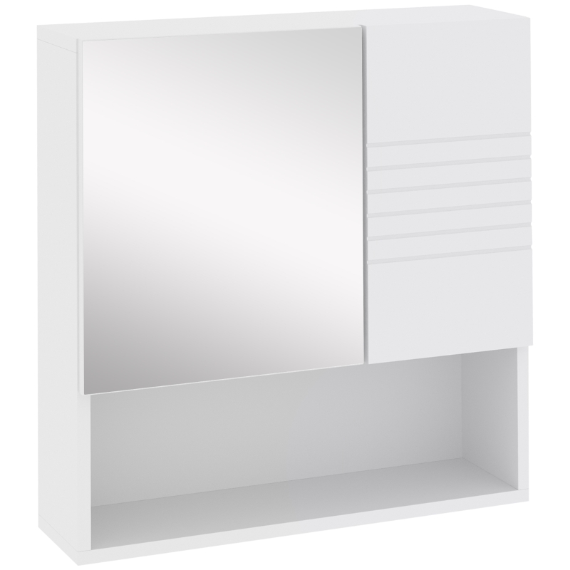 kleankin Medicine Cabinet with Mirror, Bathroom Wall Cabinet, Storage Organizer with Mirror Door, Adjustable Shelf, White