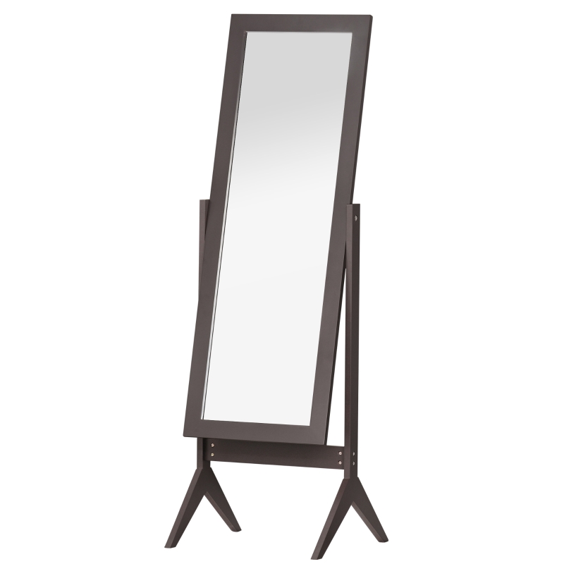 HOMCOM Full Length Mirror, Free Standing Full Body Mirror with Rectangular Frame, Adjustable Angle for Dressing Room, Bedroom, Living Room, Dark Brown