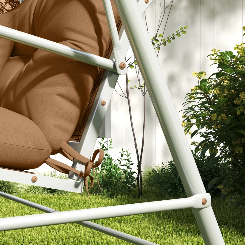 Outsunny 4-Piece Back and Seat Cushion Pillows Replacement and Pillows, Patio Chair Cushions Set with Ties, Tan