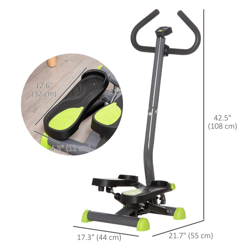 Soozier Twist Stepper Exercise Machine with Adjustable Resistance, LCD Screen - Grey & Green