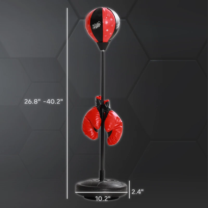 Qaba Height Adjustable Punching Bag for Kids w/ Stand & Boxing Gloves for 5-10 Years, Red