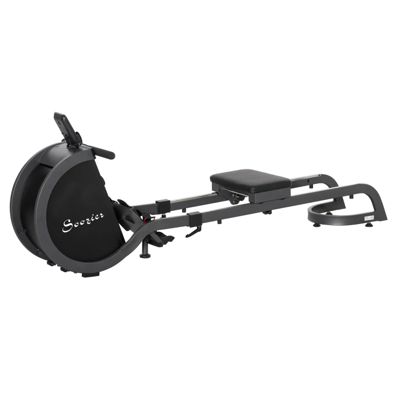 Soozier Rowing Machine with 16 Adjustable Resistance Levels Magnetic Foldable Rower with 2 Aluminum Slide Rails, Digital Monitor, for Home Use, Gym, Office