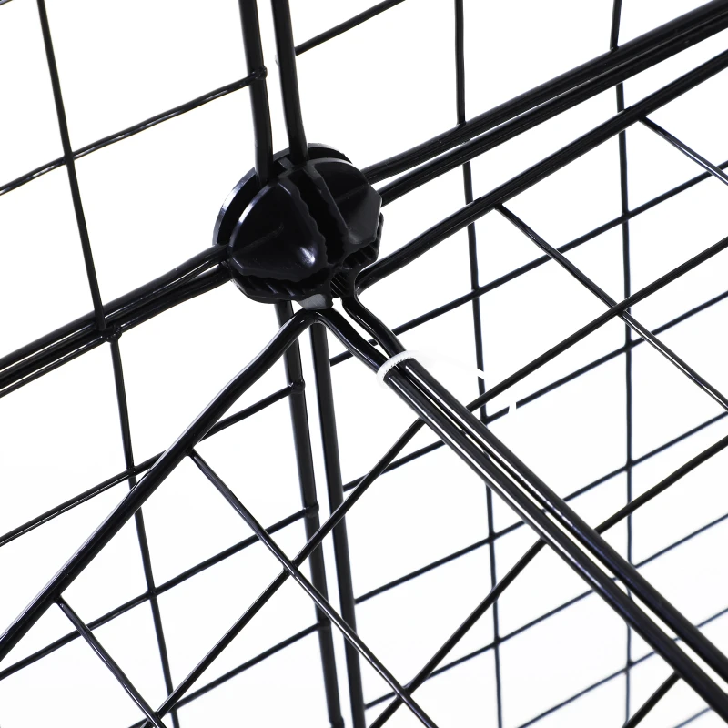 PawHut 40 Pcs Small Animal Cage Bunny Hutch Portable Metal Wire with Ramps for Kitten Chinchilla, Black