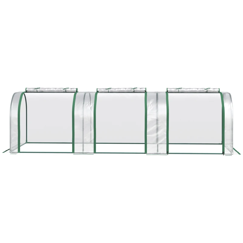 Outsunny 9.7' L x 3' W x 2.5' H Portable Tunneled Greenhouse with 3 Zippered Doors, Water/UV Fighting PVC Cover