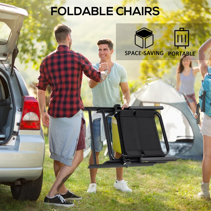 Outsunny 5-Piece Outdoor Dining Set with 4 Foldable Armchairs, Patio Furniture Sets with Umbrella Hole & Wood-plastic Composite Top Dining Table, Mesh Seat, Black